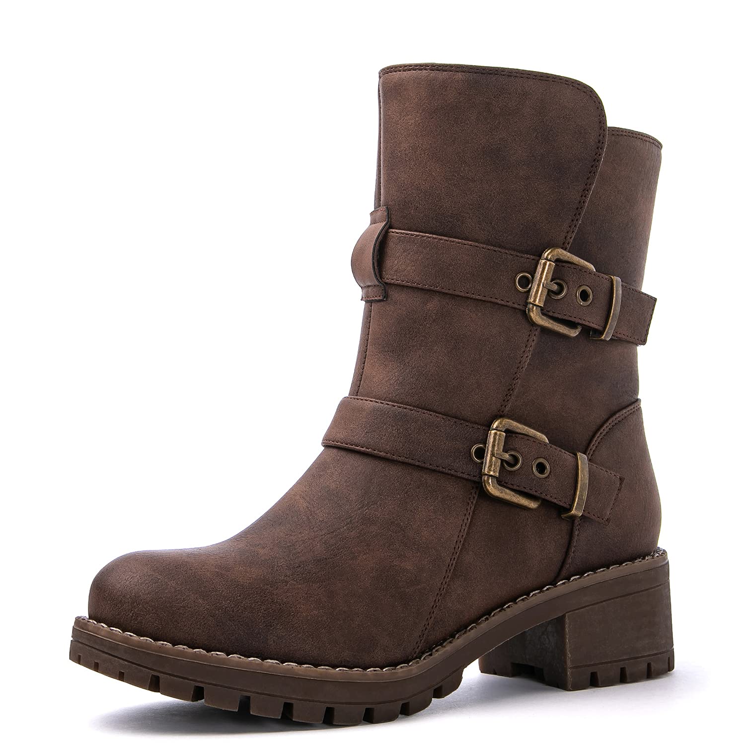 GLOBALWIN Women's Fur Booties Fashion Combat Ankle Boots For Women