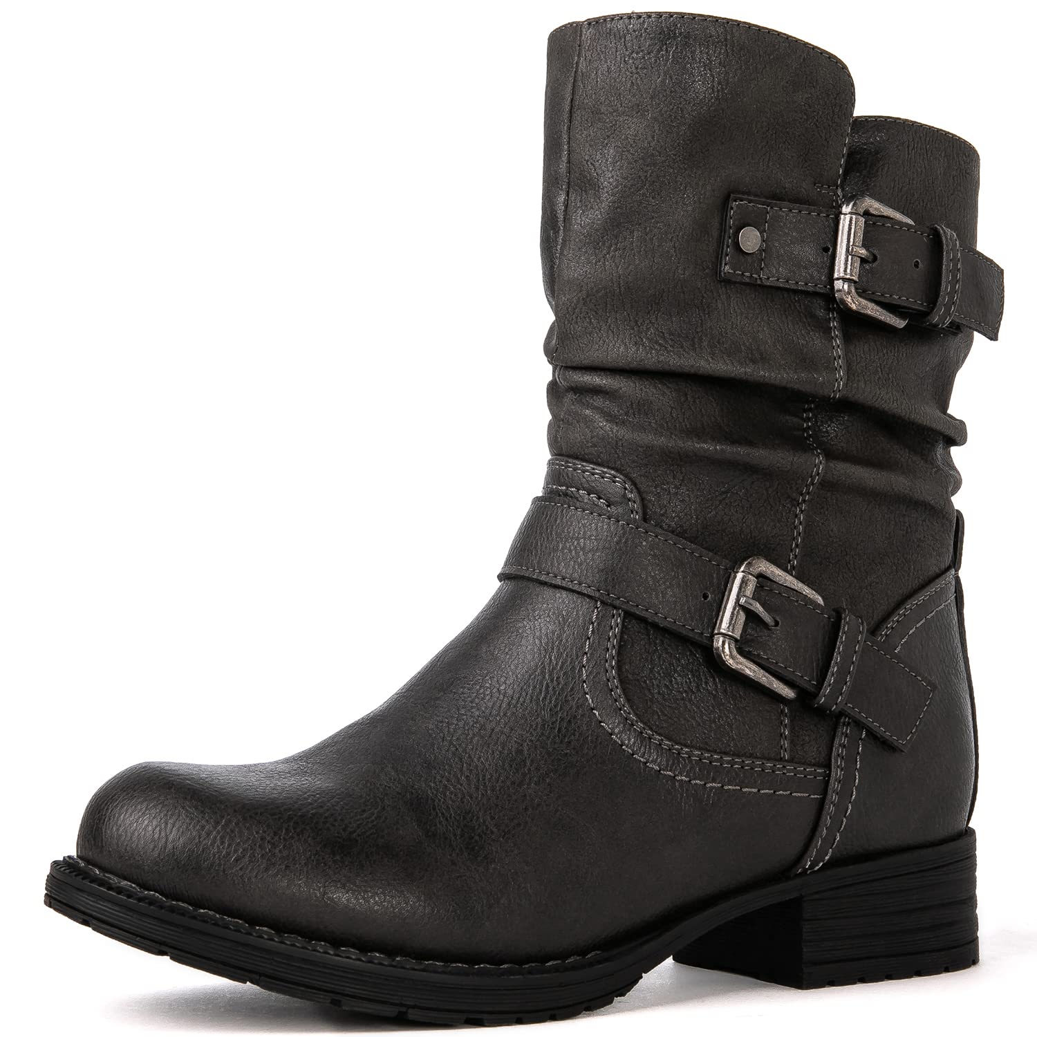 GLOBALWIN Women's Fur Booties Fashion Combat Ankle Boots For Women