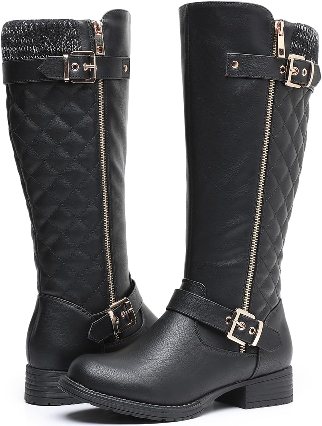 GLOBALWIN Women's Quilted Knee-High Fashion Dressy Riding Boots