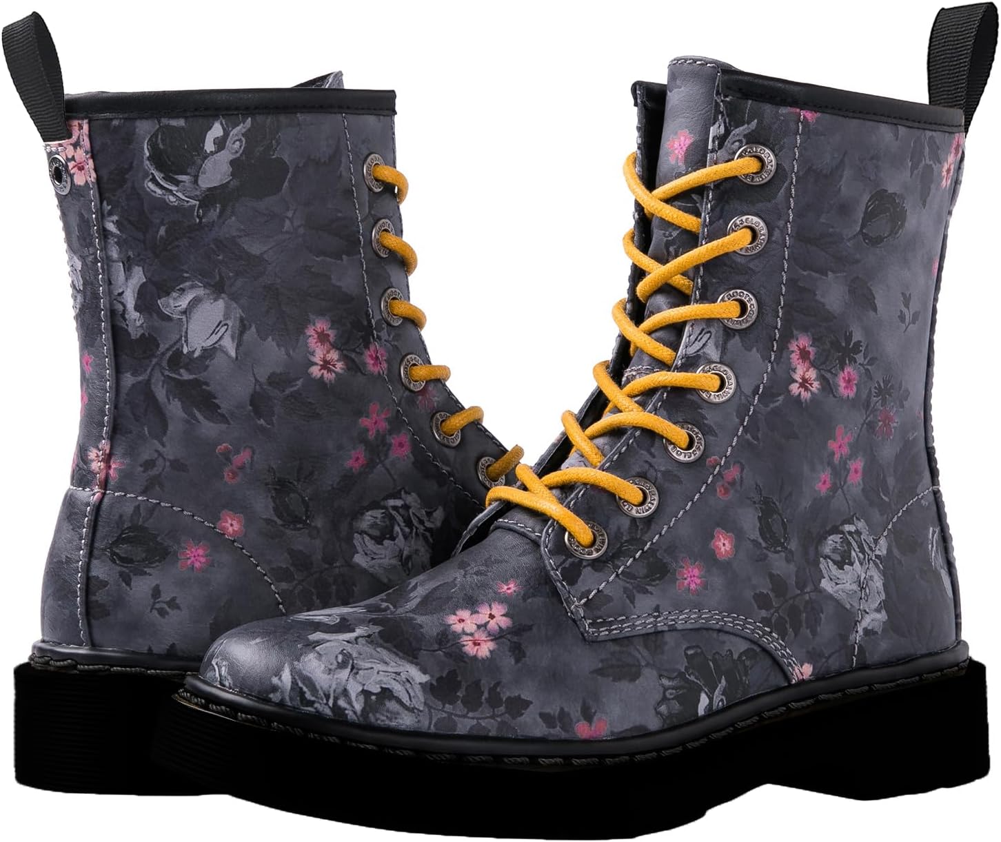 GLOBALWIN Women's Combat Boots Lace Up Ankle Booties For Women Low Heel