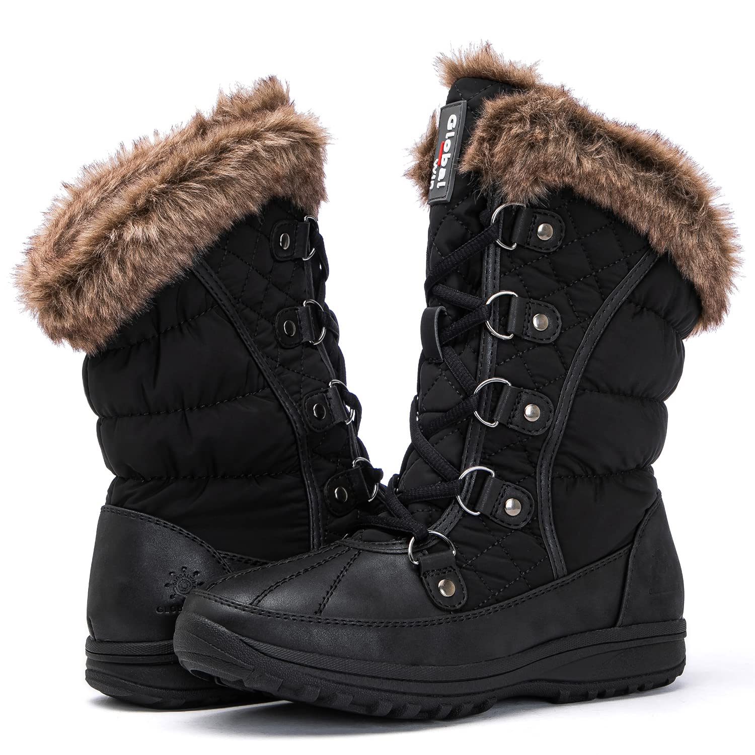 GLOBALWIN Women's Snow Boots Mid Calf Warm Winter Fashion Boots Comfortable Lace-UpWaterproof Boots Insulated Non-Slip Outdoor Shoes for Women