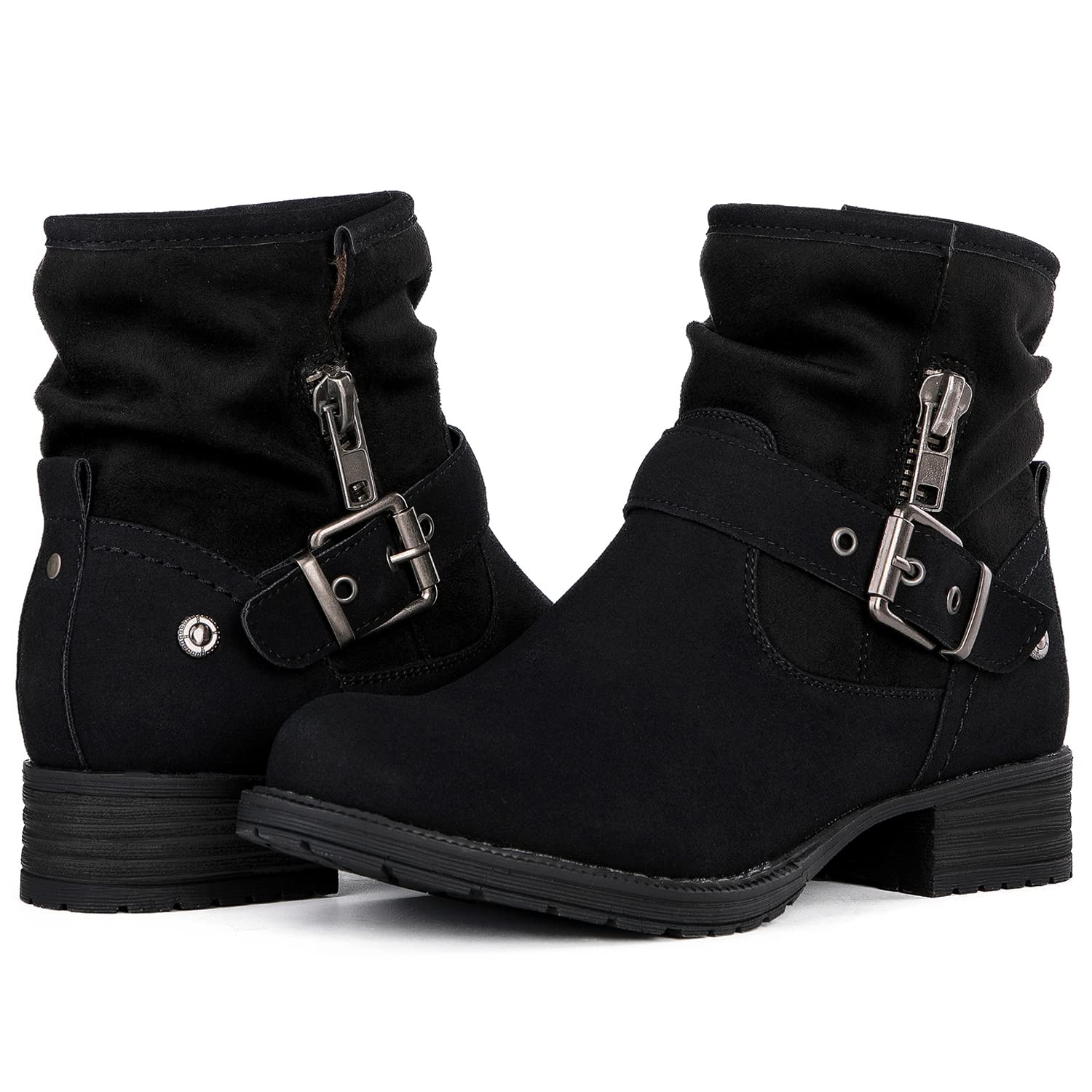 GLOBALWIN Women's Ankle Boots for Women Booties for Women Low Heel