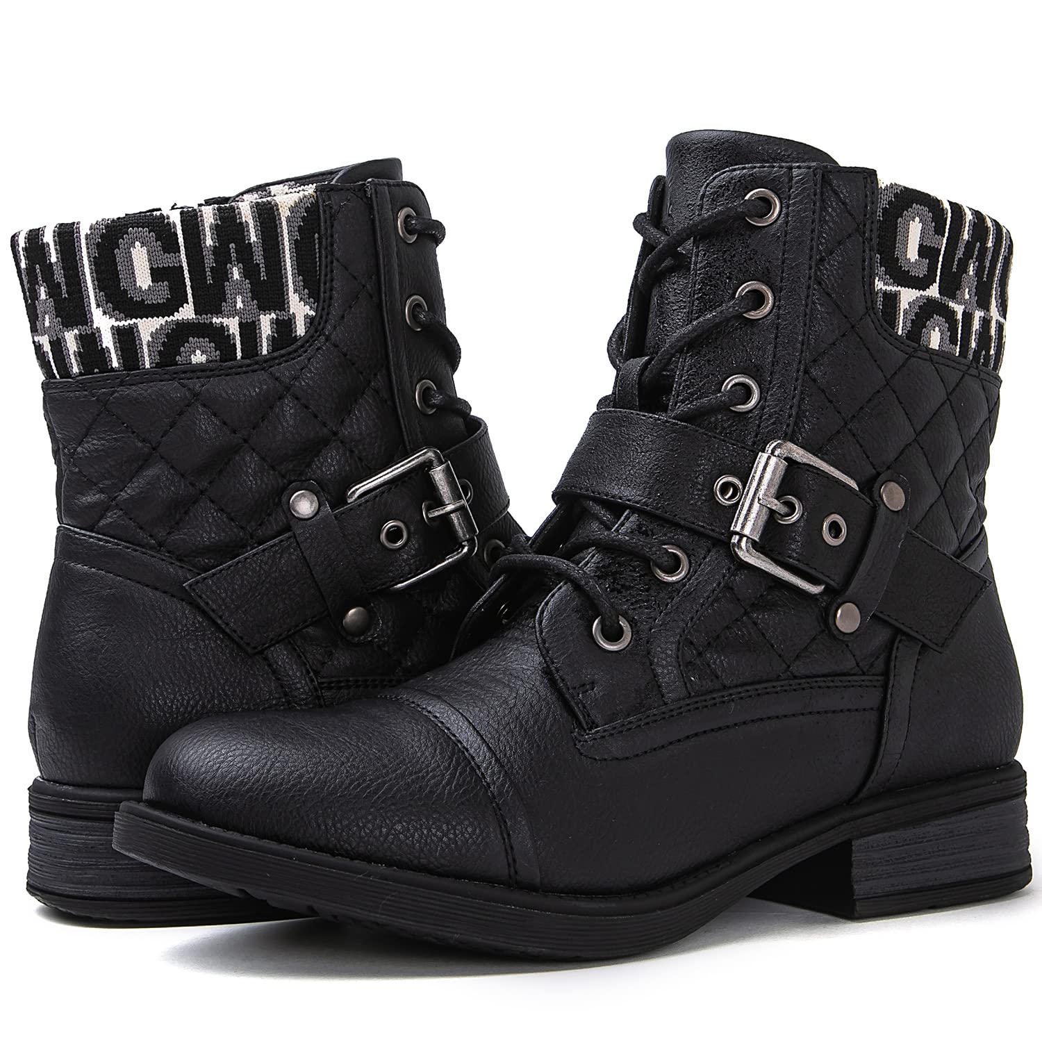 GLOBALWIN Women's Ankle Booties Fashion Combat Boots