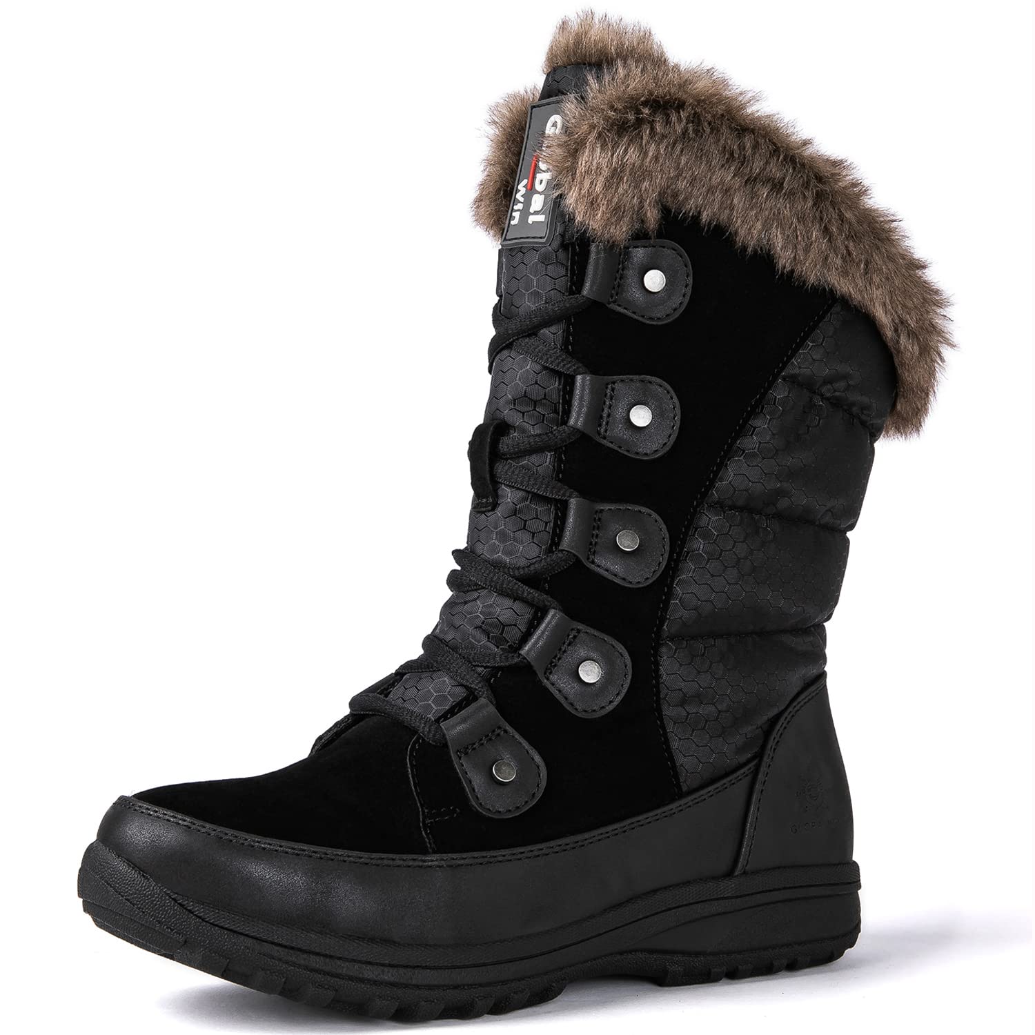 GLOBALWIN Women's Snow Boots Mid Calf Warm Winter Fashion Boots Comfortable Lace-UpWaterproof Boots Insulated Non-Slip Outdoor Shoes for Women