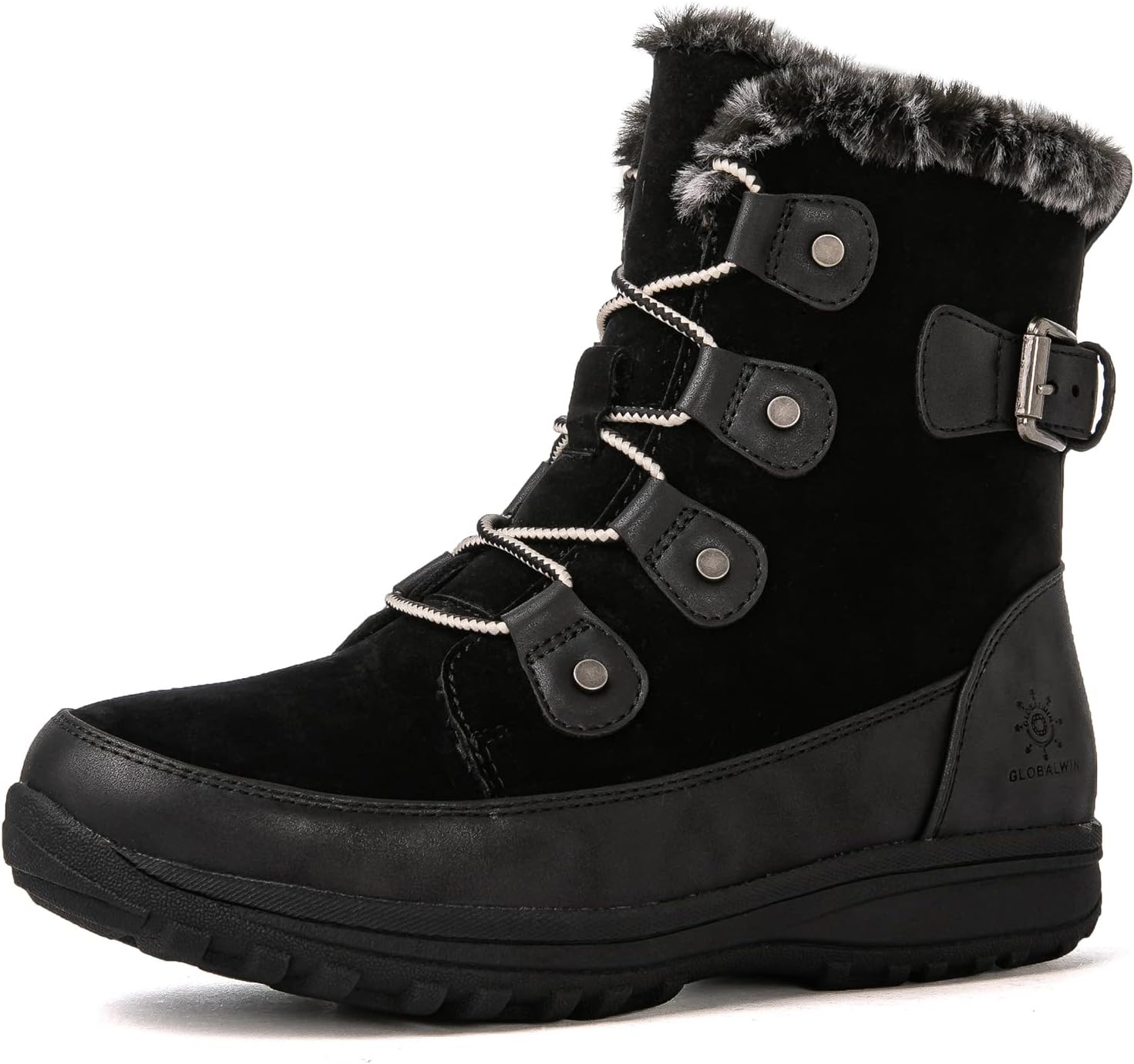 GLOBALWIN Women's Snow Boots Mid Calf Warm Winter Fashion Boots Comfortable Lace-UpWaterproof Boots Insulated Non-Slip Outdoor Shoes for Women