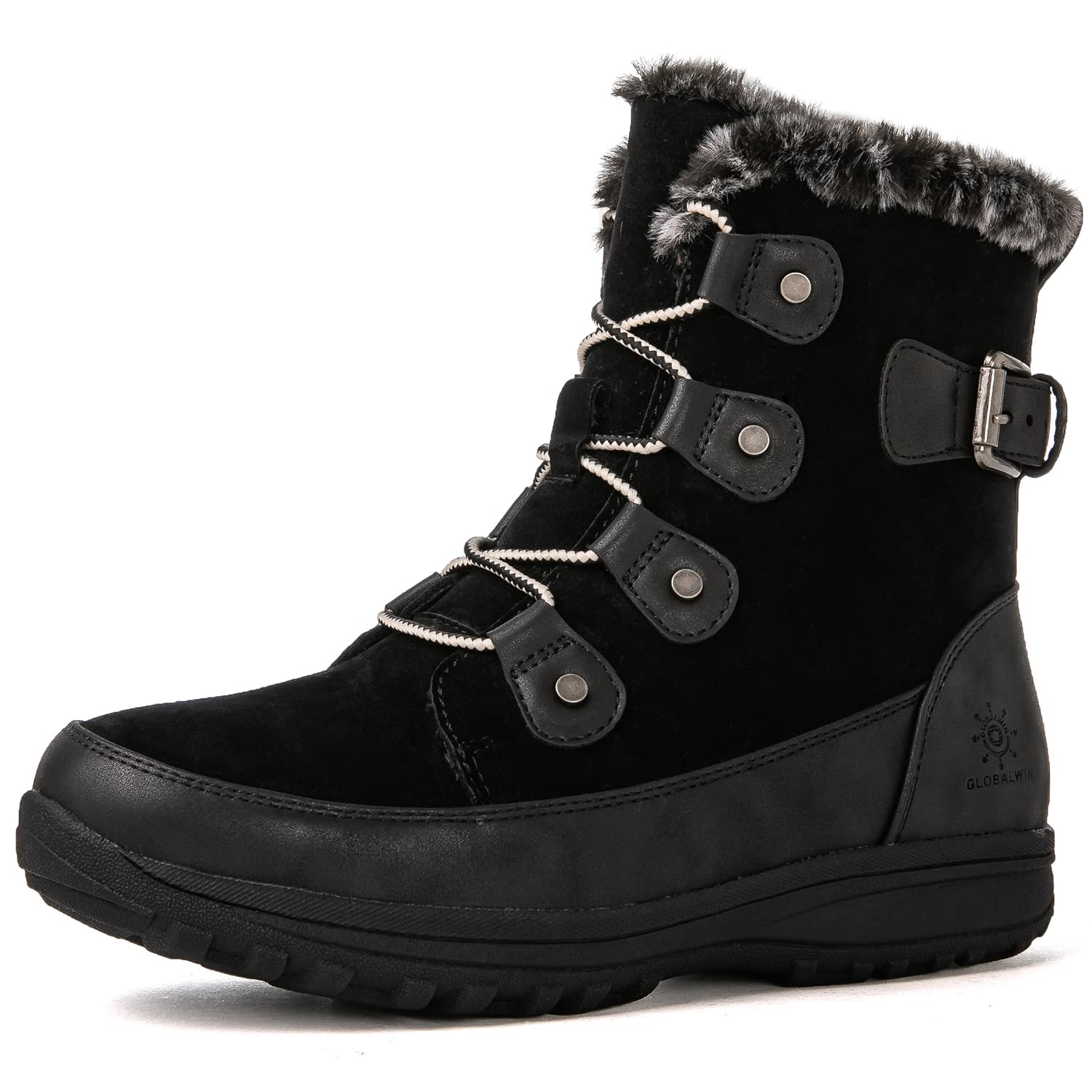 GLOBALWIN Women's Snow Boots Mid Calf Warm Winter Fashion Boots Comfortable Lace-UpWaterproof Boots Insulated Non-Slip Outdoor Shoes for Women