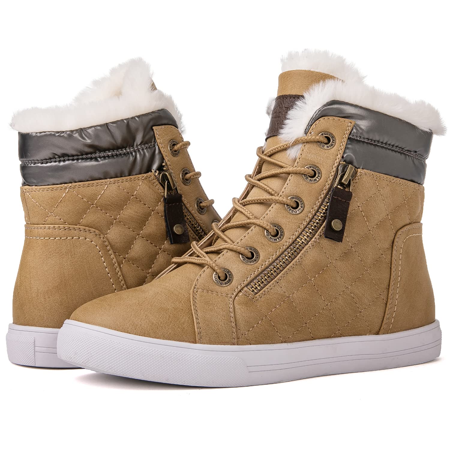 GLOBALWIN Women’s Platform Wedge Sneakers Outdoor Anti-Slip Winter Snow Hiking Furry Ankle Boots for Women
