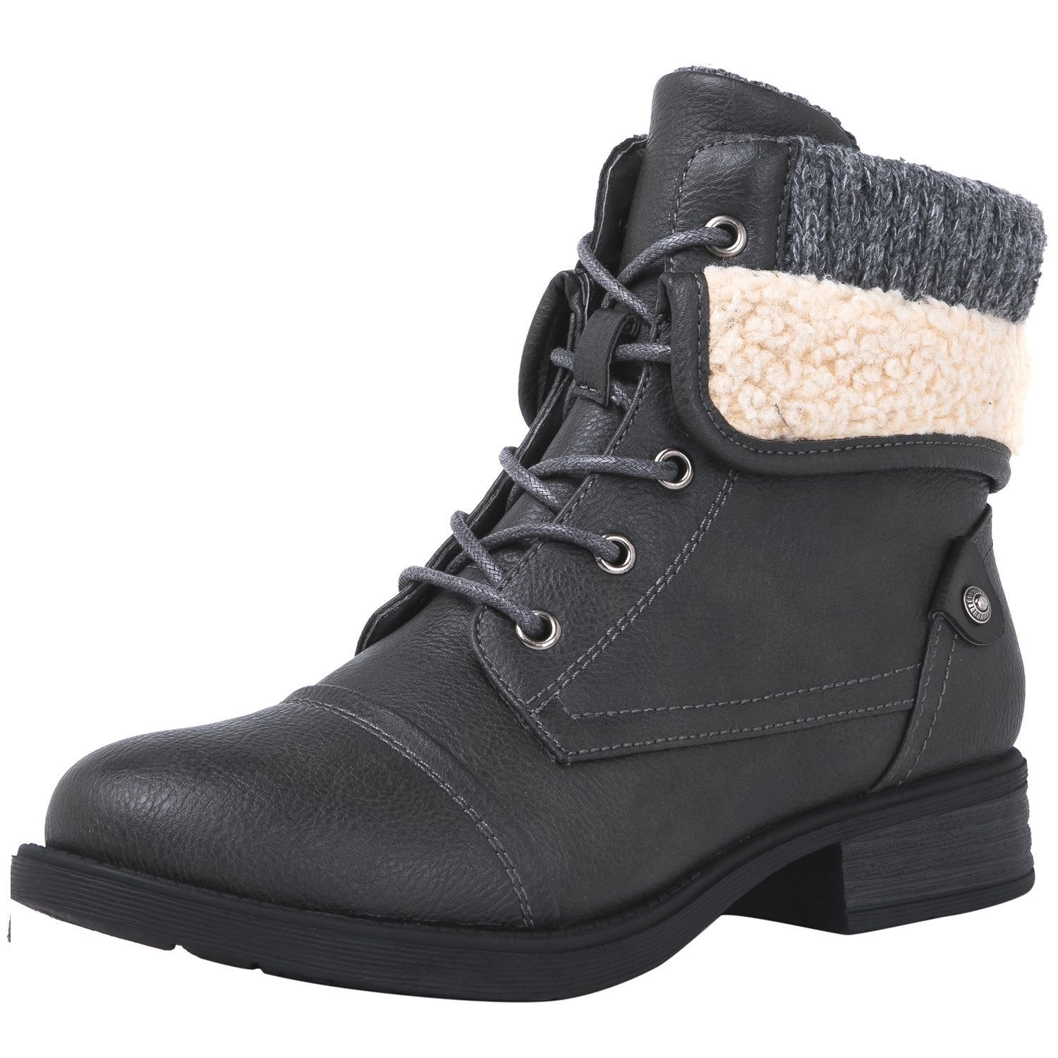 GLOBALWIN Women's Combat Boots Dressy Lace Up Ankle Boots For Women Low Heel