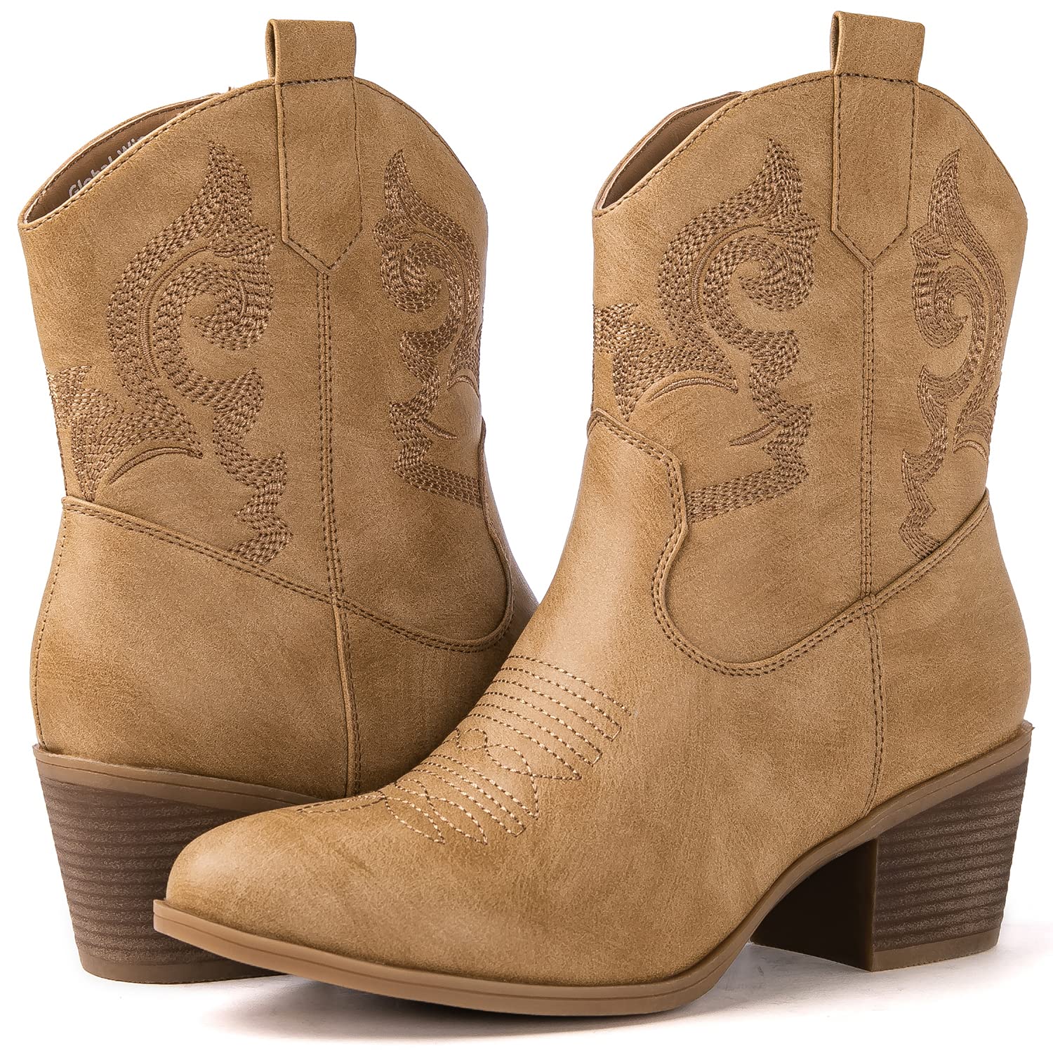 GLOBALWIN Women's The Western Wear Fashion Cowboy Cowgirl Free Birds Country Concert Disco Outfits Low Heel Walking Boots For Ladies