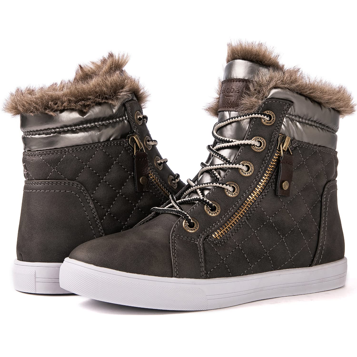 GLOBALWIN Women’s Platform Wedge Sneakers Outdoor Anti-Slip Winter Snow Hiking Furry Ankle Boots for Women