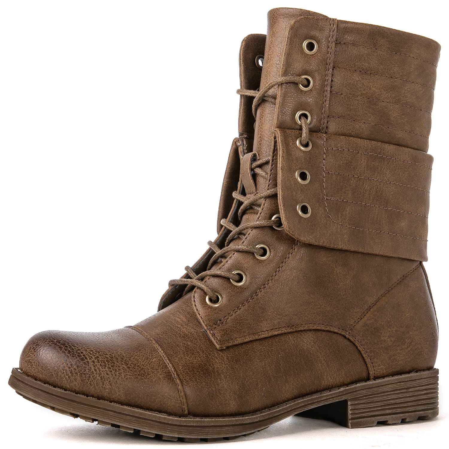 GLOBALWIN Women's Fashion Low Heels Lace Up Ankle Boots