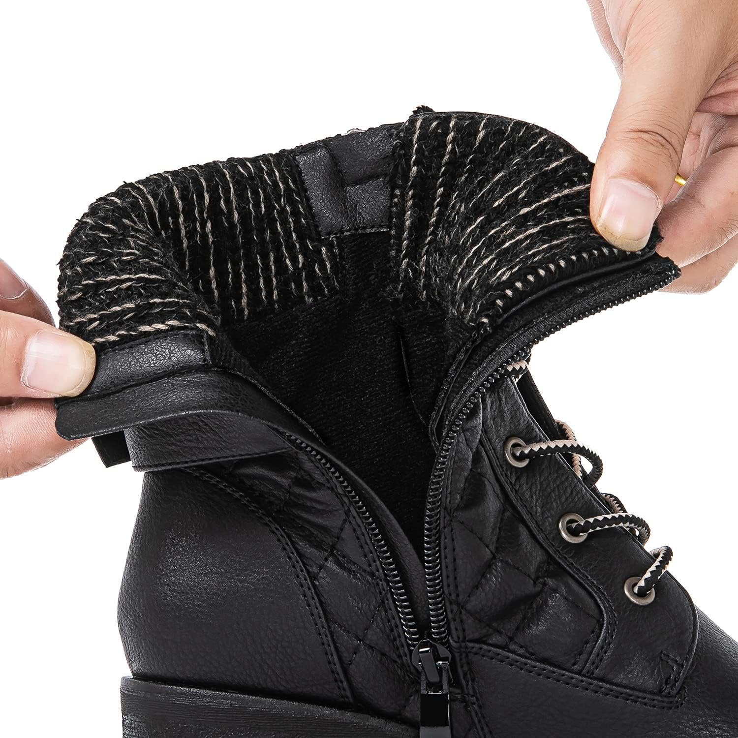 GLOBALWIN Women's Combat Boots Lace Up Comfortable Ankle Booties For Women Low Heel