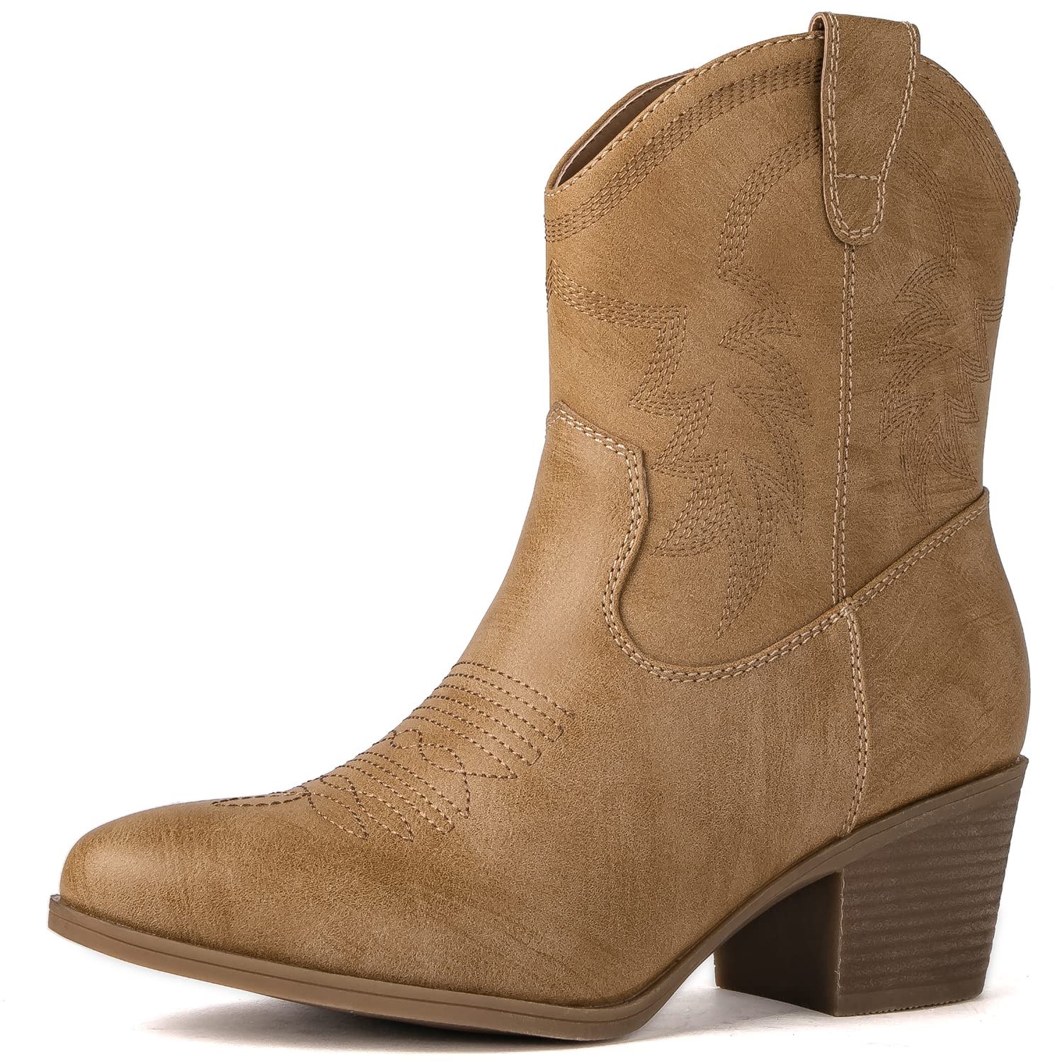 GLOBALWIN Women's Mid Calf The Western Cowboy Boots Fashion Cowgirl Boots For Women Low Heel