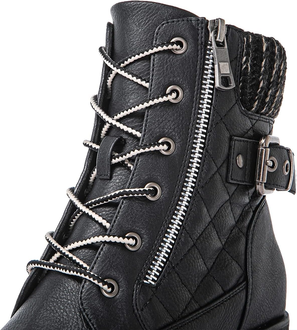GLOBALWIN Women's Combat Boots Lace Up Comfortable Ankle Booties For Women Low Heel