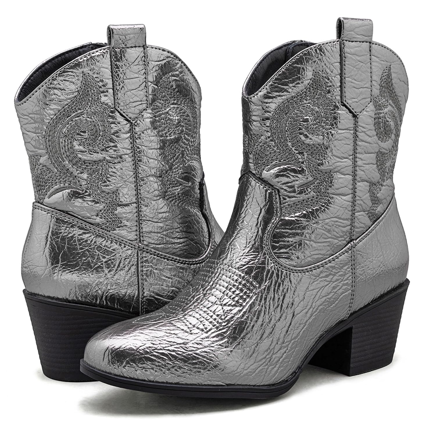 GLOBALWIN Women's The Western Wear Fashion Cowboy Cowgirl Free Birds Country Concert Disco Outfits Low Heel Walking Boots For Ladies