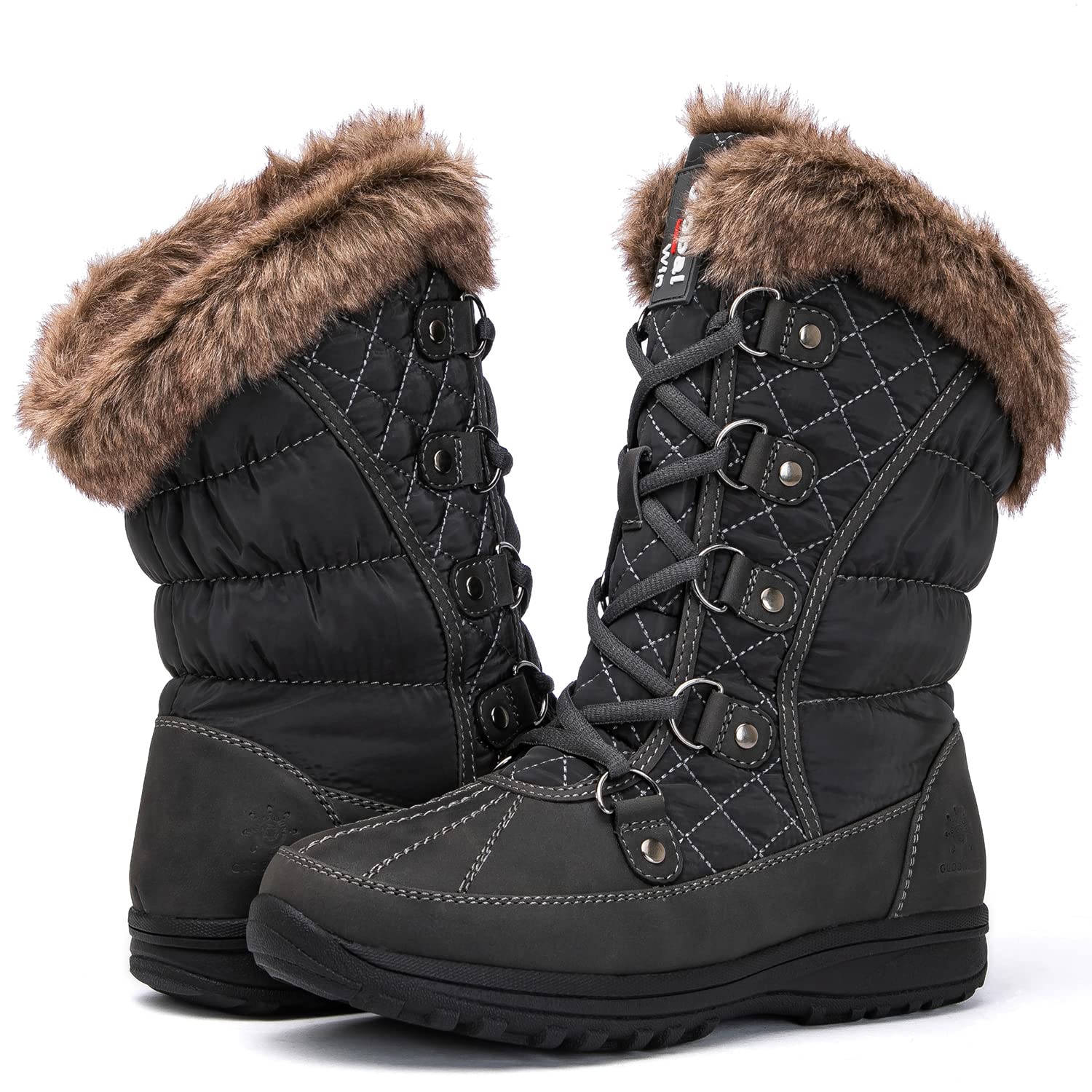 GLOBALWIN Women's Snow Boots Mid Calf Warm Winter Fashion Boots Comfortable Lace-UpWaterproof Boots Insulated Non-Slip Outdoor Shoes for Women
